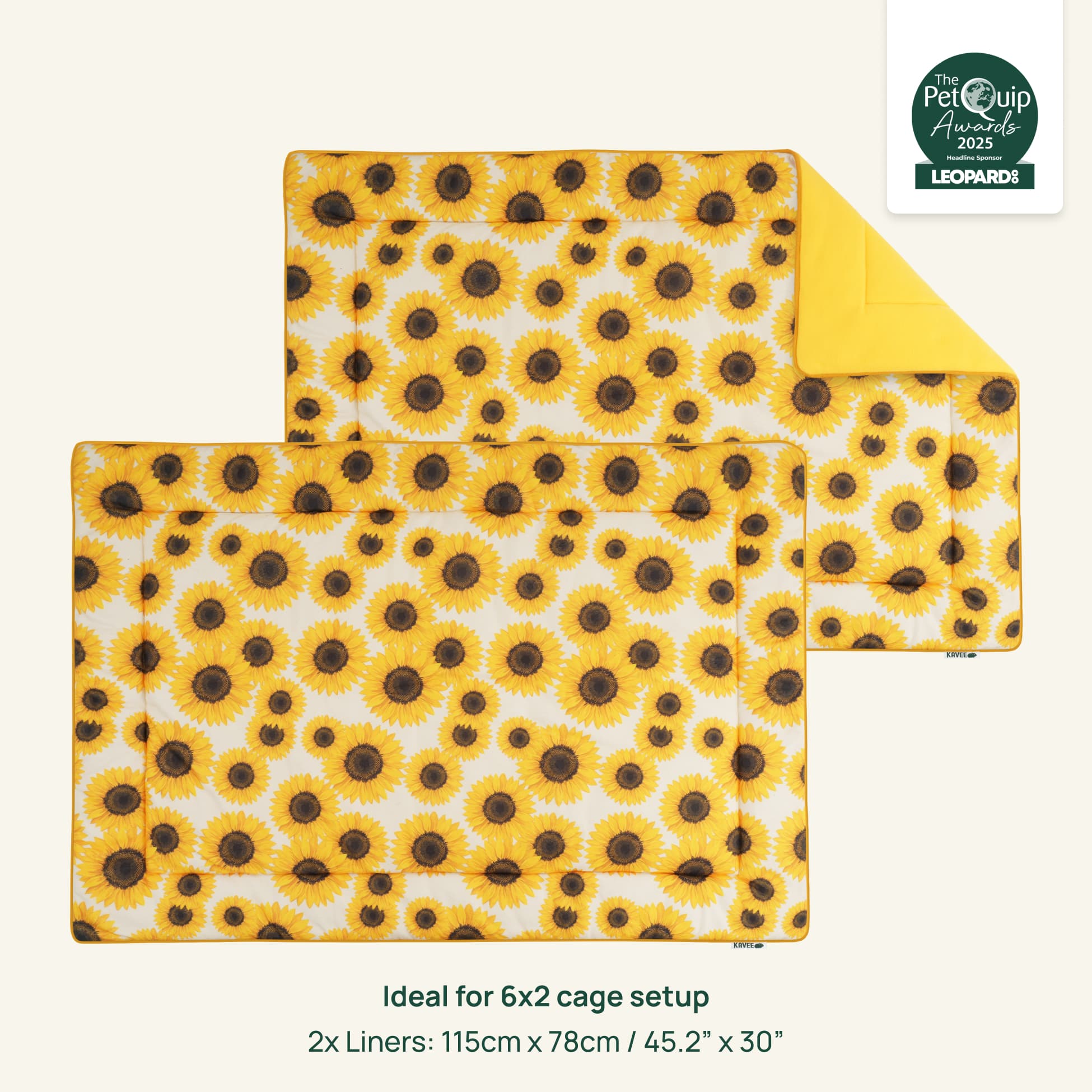 Set of 2 Plush Fleece Liner for Guinea Pigs | Sunflower Collection
