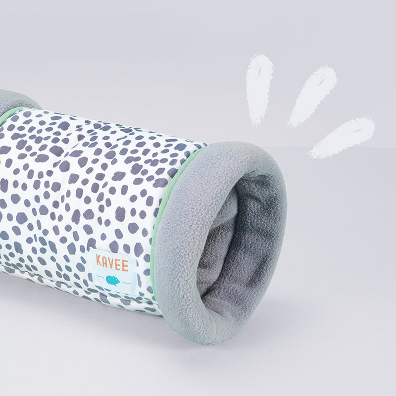 Kavee dalmatian print tunnel on grey background with illustration