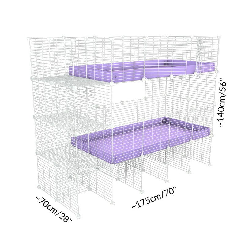 Size of A two tier white 4x2 c&c cage with stand and side storage for guinea pigs with two levels by brand kavee in the USA