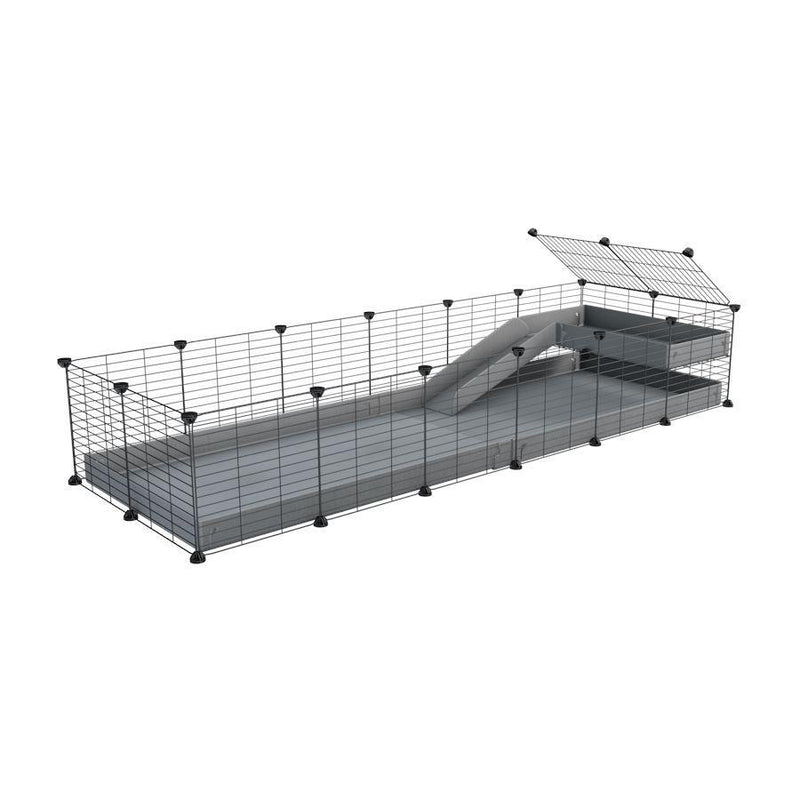 a 6x2 C&C guinea pig cage with a loft and a ramp gray coroplast sheet and baby bars by kavee