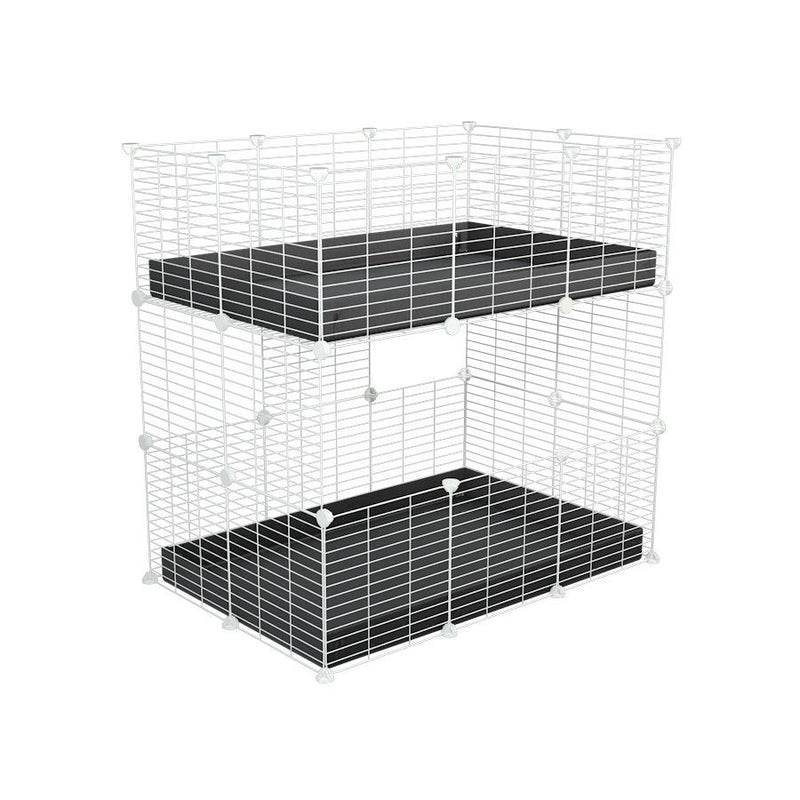 A two tier 3x2 c&c cage for guinea pigs with two levels black correx baby safe white grids by brand kavee in the USA