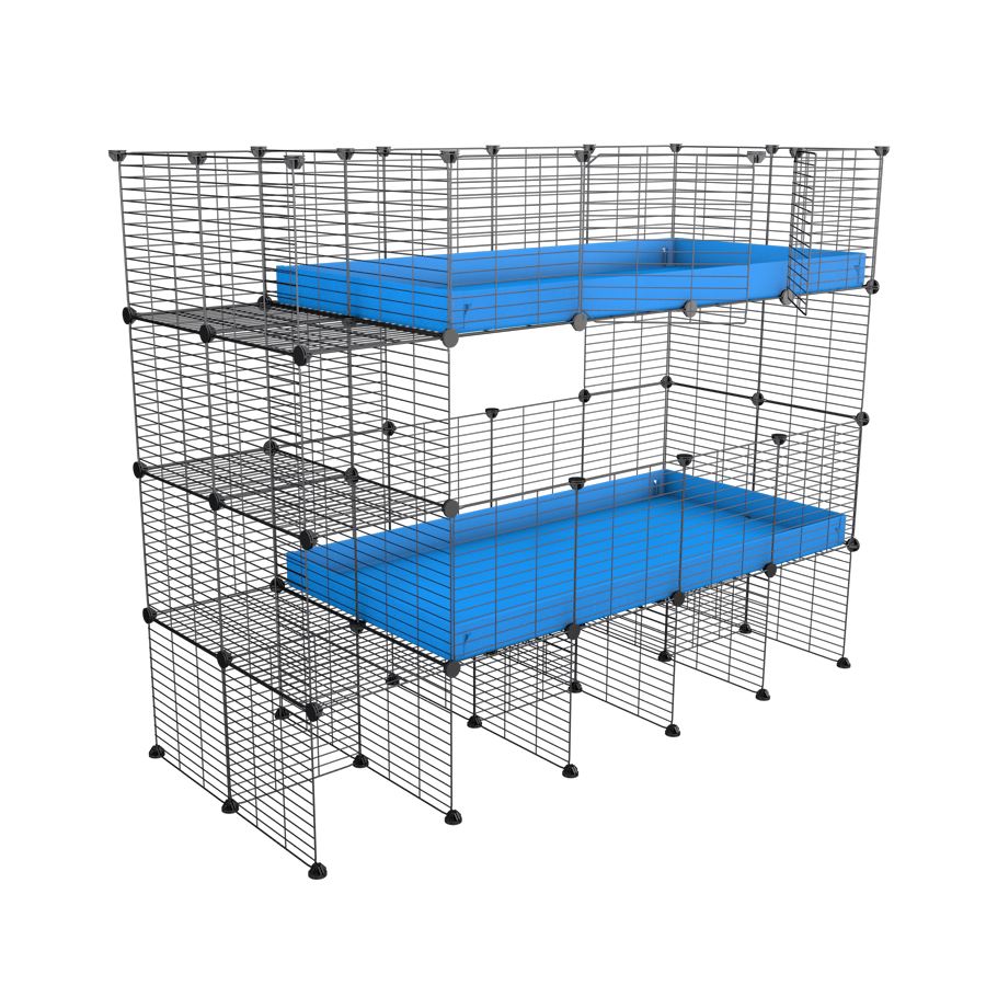 Double Stacked Black 4x2 C C Cage with Storage and a Stand Kavee