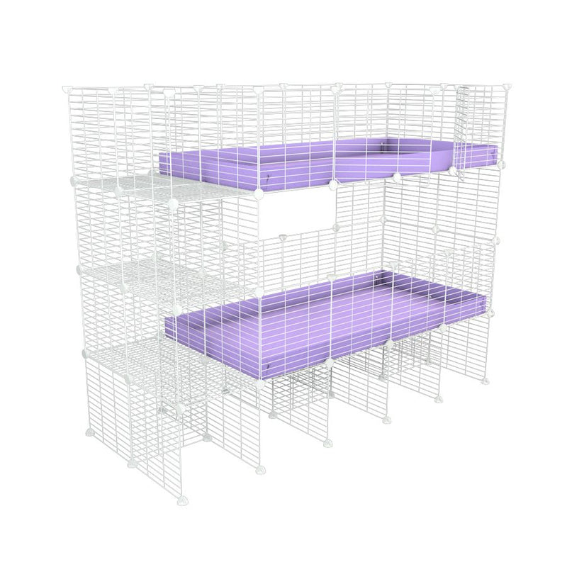 White Two Tier 4x2 C&C Cage with Stand & Storage