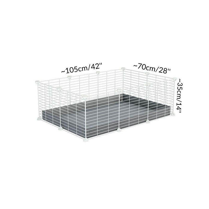 Dimensions of A 2x3 C and C cage for guinea pigs with gray coroplast a lid and small hole white grids from brand kavee