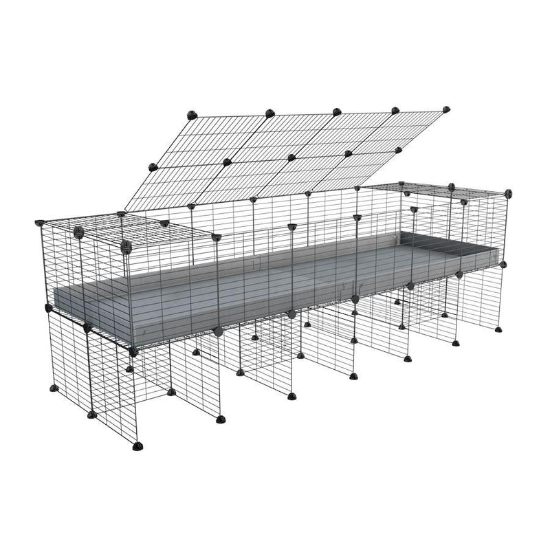 a 6x2 C&C cage for guinea pigs with a stand and a top gray plastic safe grids by kavee