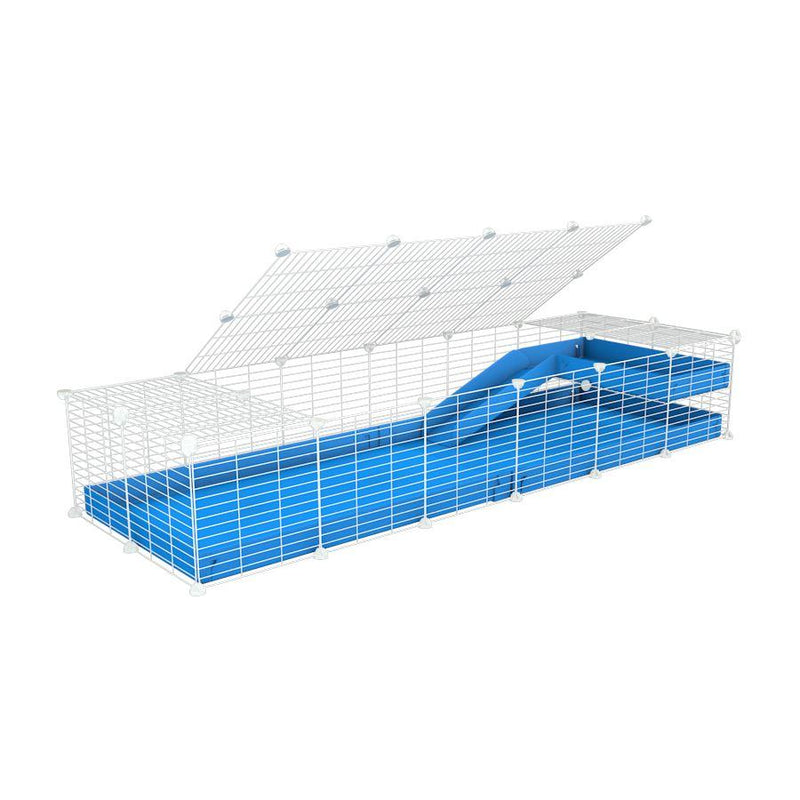 a 2x6 C and C guinea pig cage with loft ramp lid small hole size white CC grids blue coroplast kavee