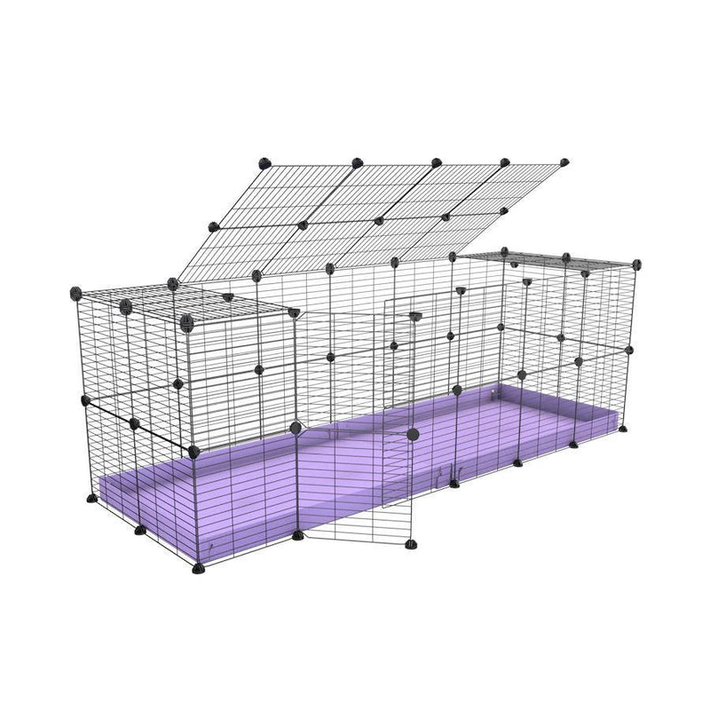 A 6x2 C and C rabbit cage with lid and safe baby grids Purple coroplast by kavee USA