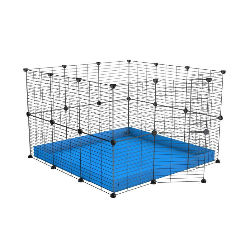 A 3x3 C and C rabbit cage with safe small meshing baby bars grids and blue coroplast by kavee USA