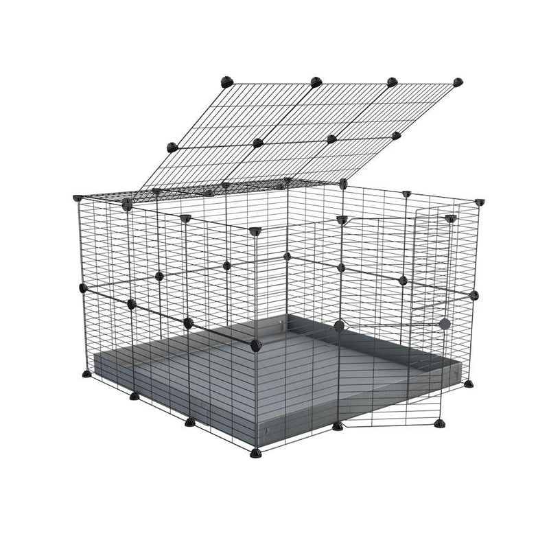 A 3x3 C and C rabbit cage with lid and safe baby bars grids gray coroplast by kavee USA