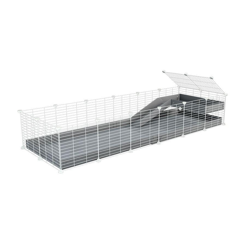 a 6x2 C&C guinea pig cage with a loft and a ramp gray coroplast sheet and baby bars by kavee