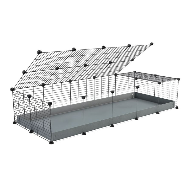 A 2x5 C and C cage with clear transparent plexiglass acrylic grids  for guinea pigs with gray coroplast a lid and small hole grids from brand kavee
