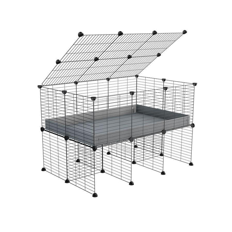 a 3x2 C&C cage for guinea pigs with a stand and a top gray plastic safe grids by kavee