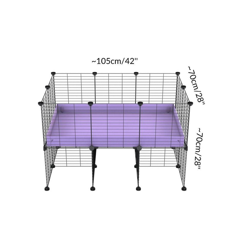 Size of a 3x2 CC cage for guinea pigs with a stand purple lilac pastel correx and 9x9 grids sold in USA by kavee