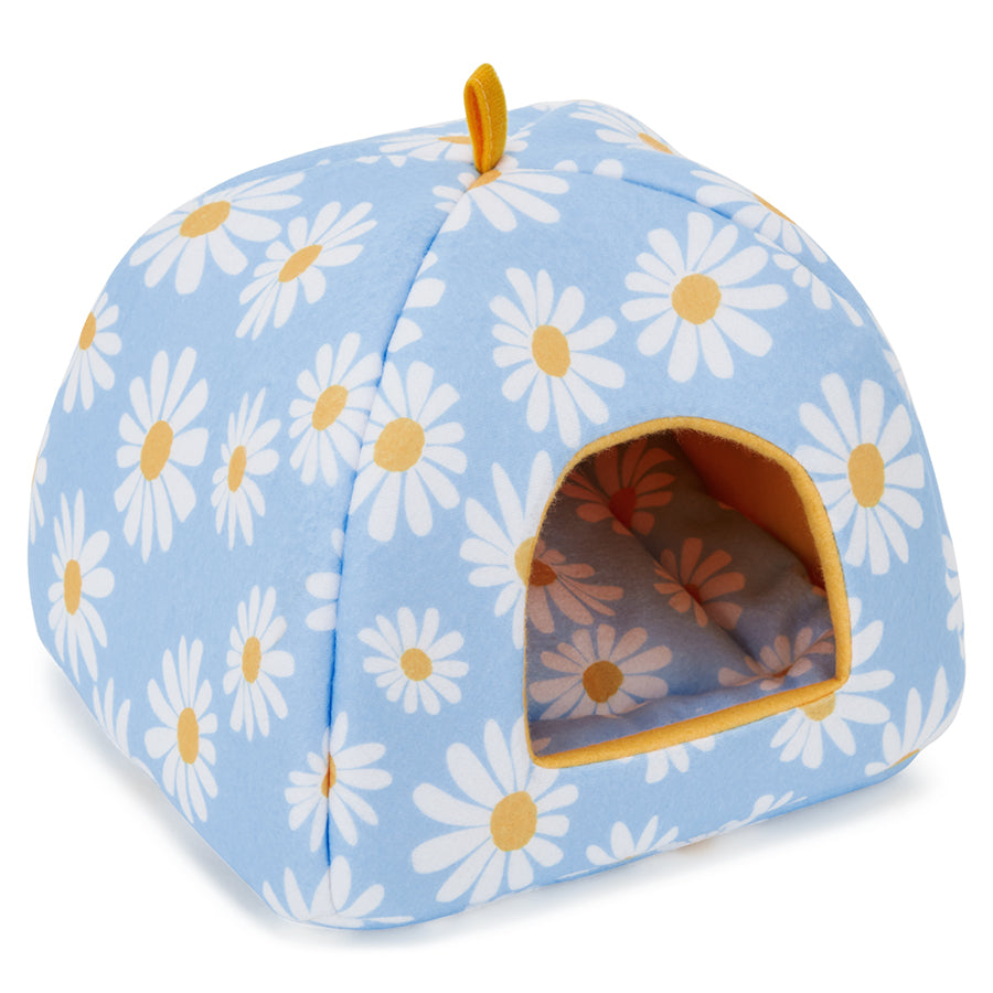 a guinea pig hidey house made of daisy fleece by kavee
