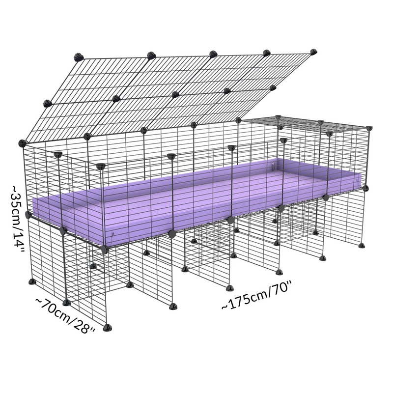 Size of a 5x2 CC cage for guinea pigs with a stand purple lilac pastel correx and 9x9 grids sold in USA by kavee