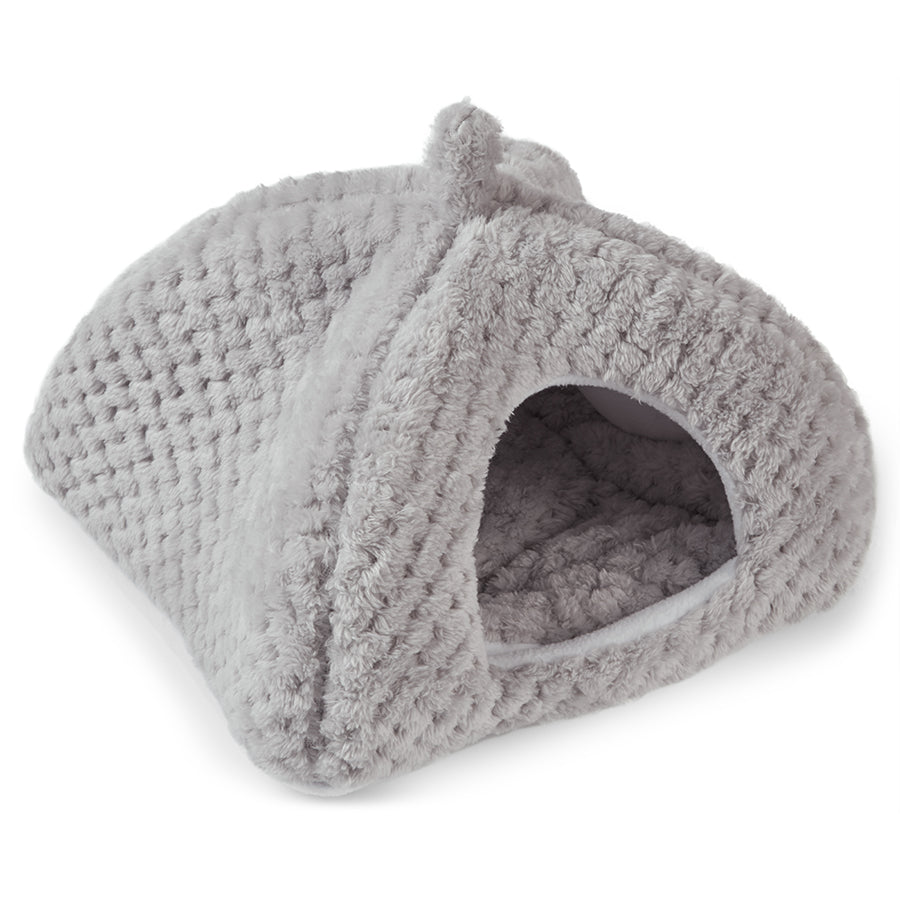 a guinea pig hidey house made of gray fleece by kavee