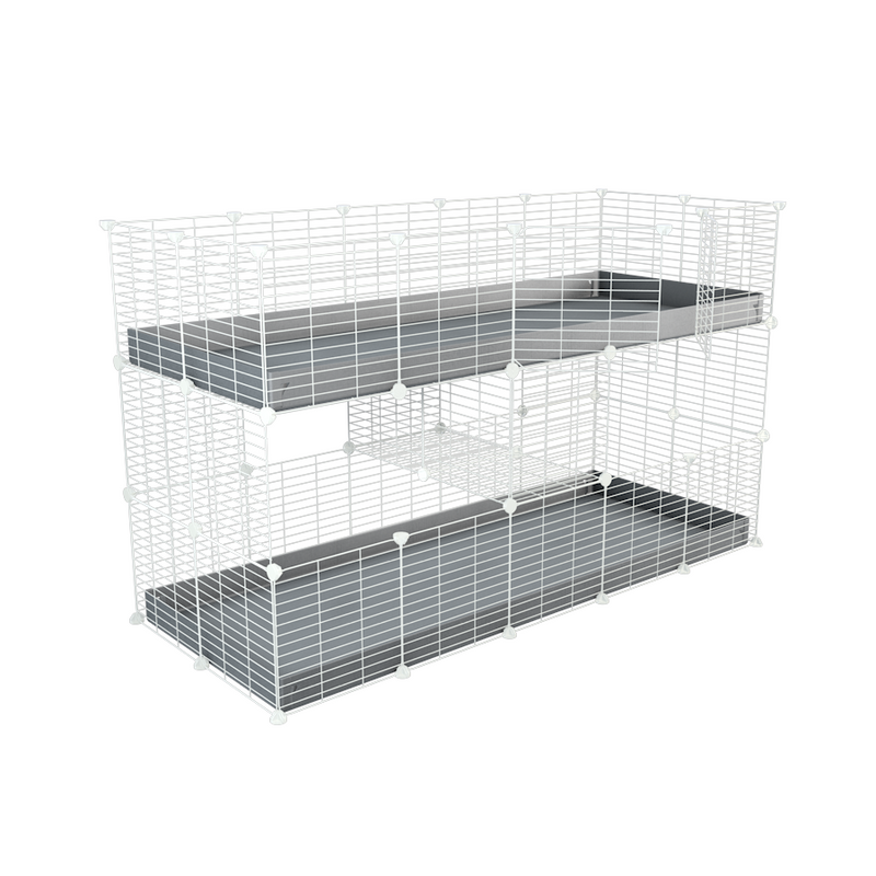 White Two Tier 5x2 C&C Double Cage