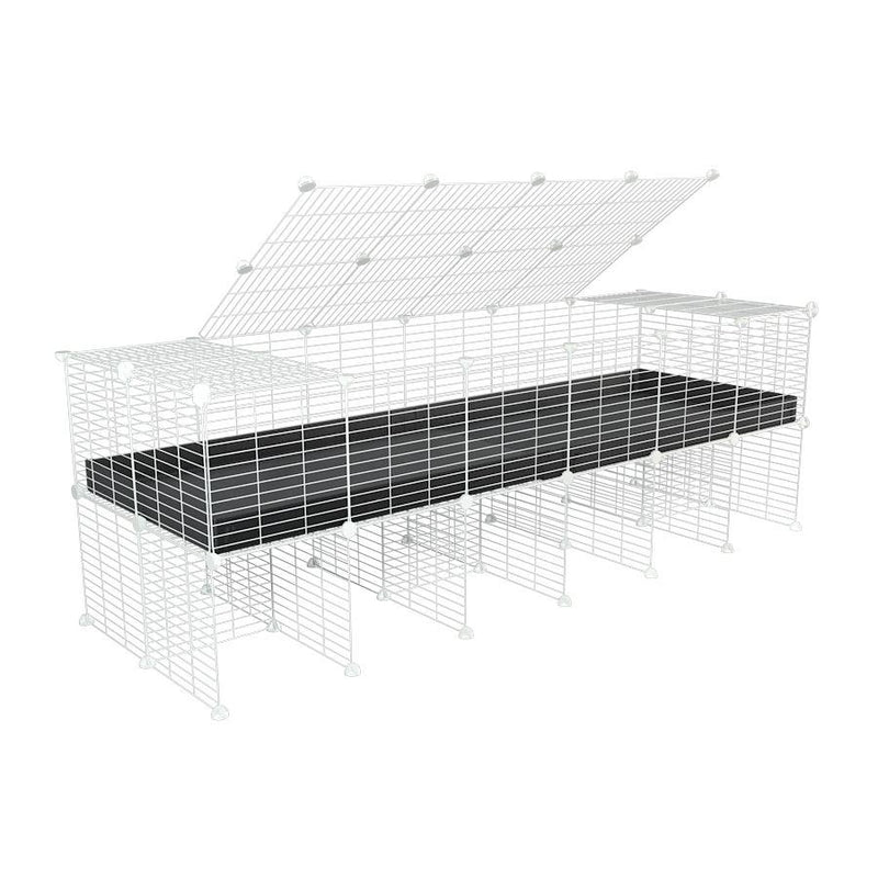 a 6x2 C&C cage for guinea pigs with a stand and a top black plastic safe white grids by kavee