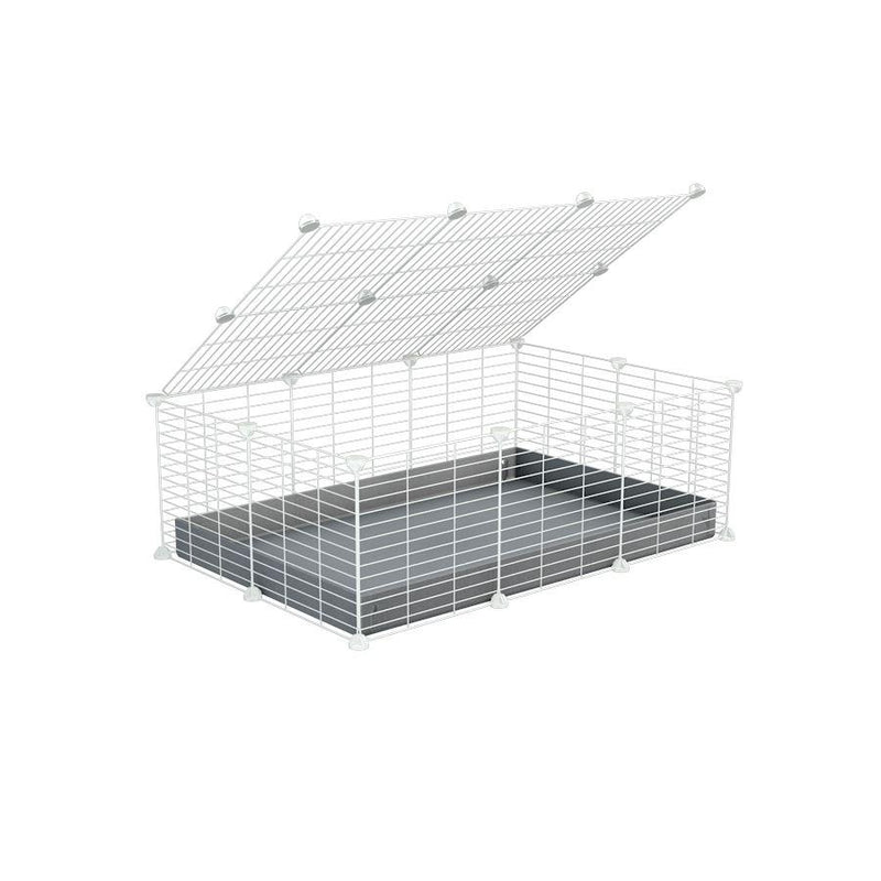 A 2x3 C and C cage for guinea pigs with gray coroplast a lid and small hole white grids from brand kavee