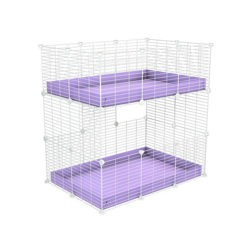 A two tier 3x2 c&c cage for guinea pigs with two levels purple correx baby safe white grids by brand kavee in the USA