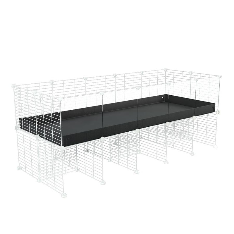 a 5x2 CC cage with clear transparent plexiglass acrylic panels  for guinea pigs with a stand black correx and white CC grids sold in USA by kavee