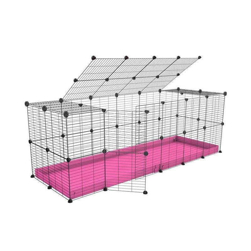 A 6x2 C and C rabbit cage with lid and safe baby grids pink coroplast by kavee USA