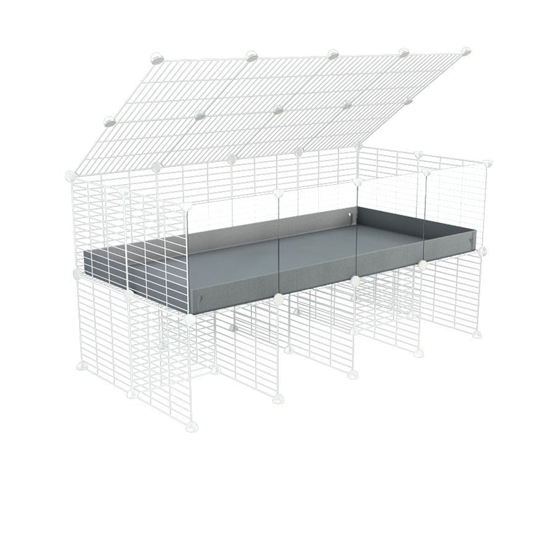a 4x2 C&C cage with clear transparent perspex acrylic windows  for guinea pigs with a stand and a top gray plastic safe white C and C grids by kavee