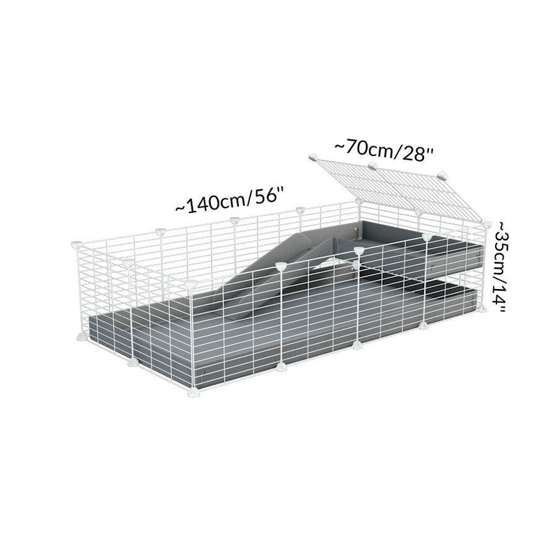 Dimensions of a 2x4 C and C guinea pig cage with loft ramp lid small hole size white CC grids gray coroplast kavee