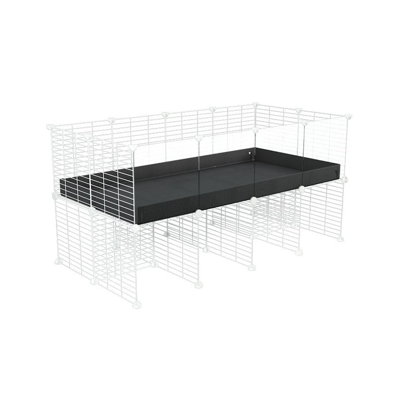 a 4x2 CC cage with clear transparent plexiglass acrylic panels  for guinea pigs with a stand black correx and white CC grids sold in USA by kavee