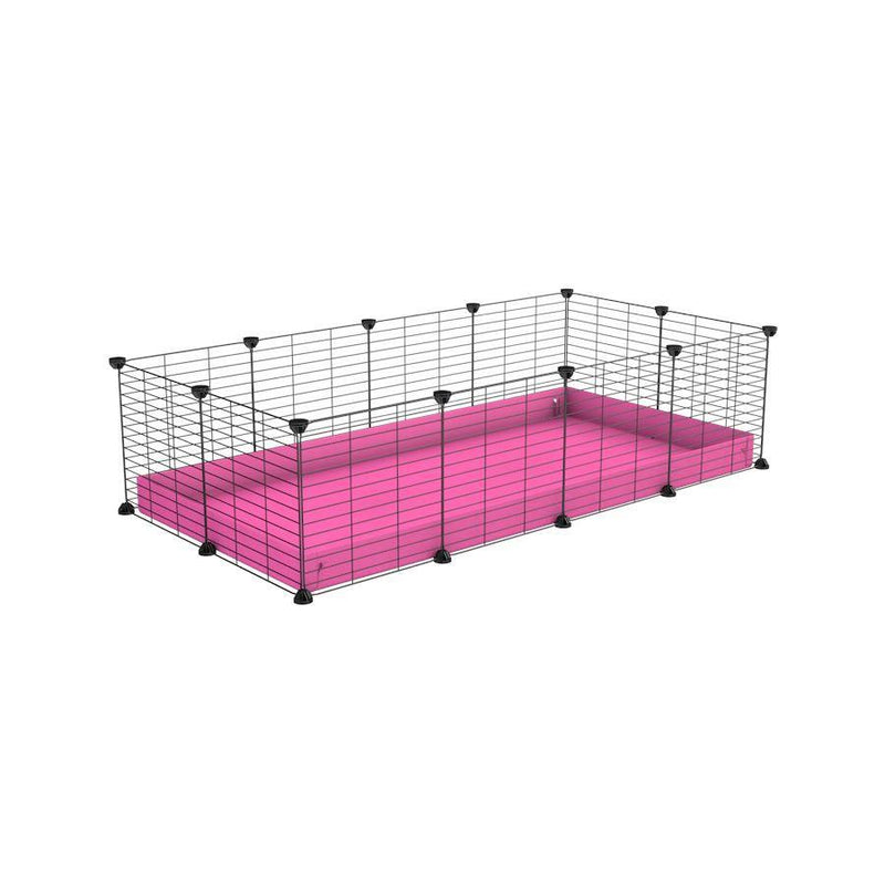 A cheap 4x2 C&C cage for guinea pig with pink coroplast and baby grids from brand kavee