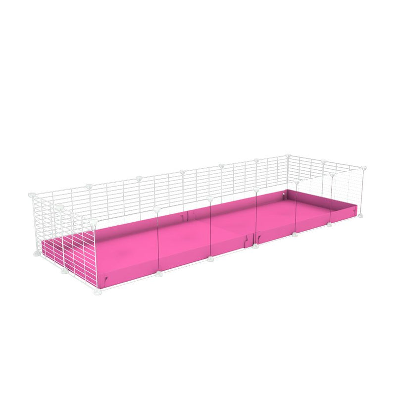 A cheap 6x2 C&C cage with clear transparent perspex acrylic windows  for guinea pig with pink coroplast and baby proof white grids from brand kavee