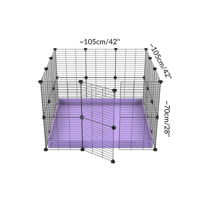 Dimension for A 3x3 C and C rabbit cage with safe small size hole baby grids and purple coroplast by kavee USA