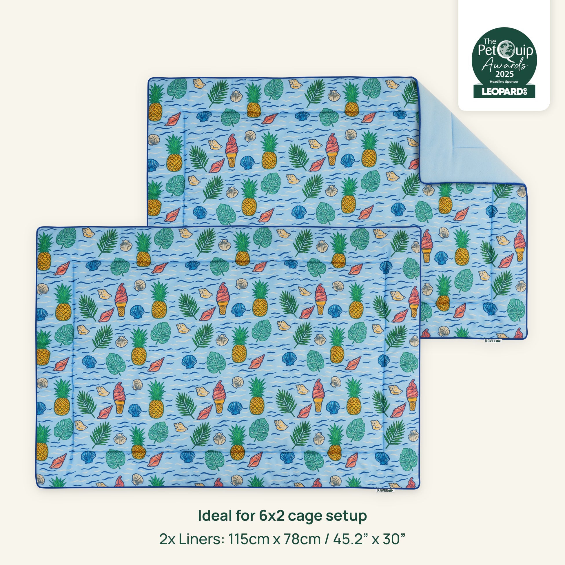 Set of 2 Plush Fleece Liner for Guinea Pigs | Coastal Collection
