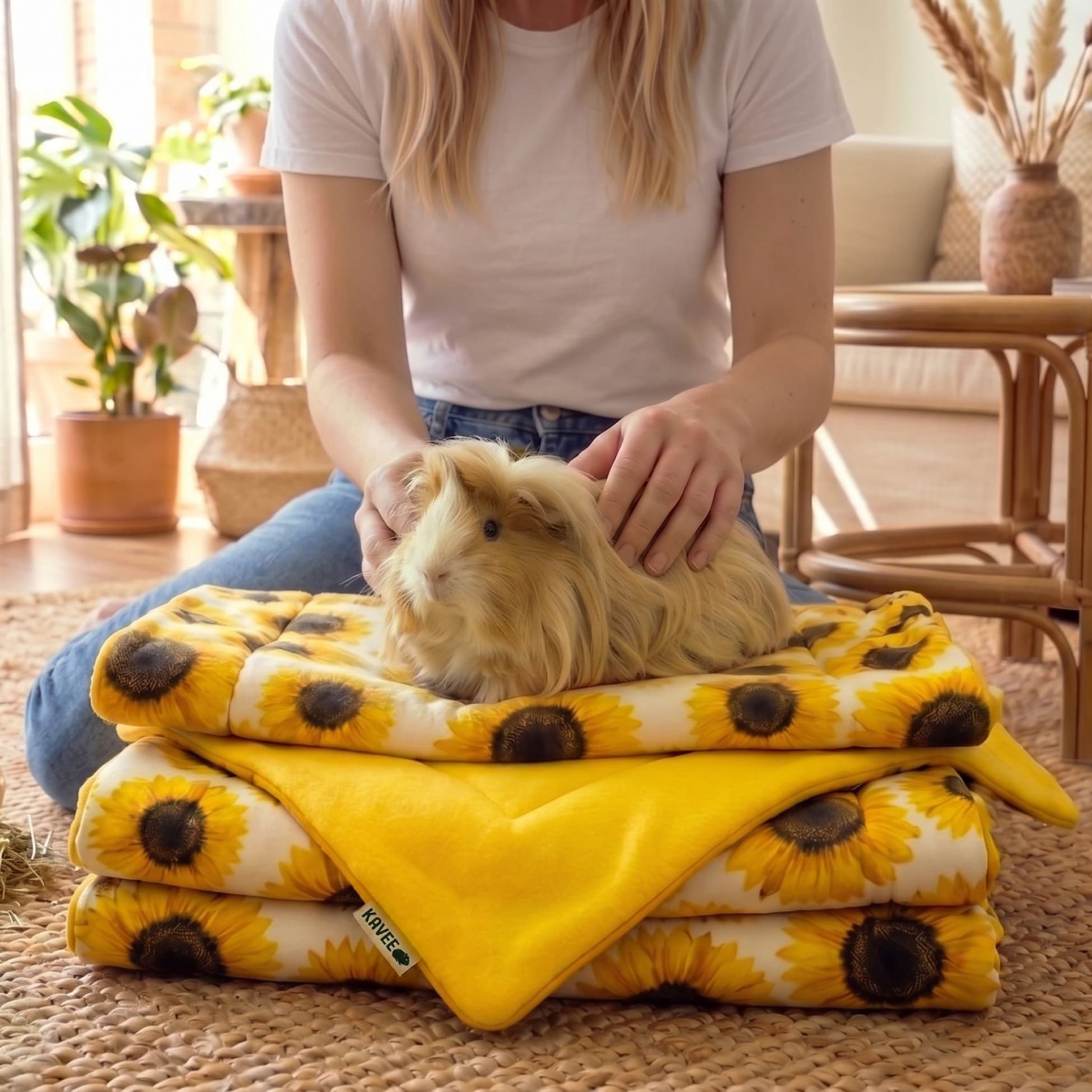 Set of 2 Plush Fleece Liner for Guinea Pigs | Sunflower Collection