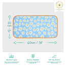Kavee patterned lap pad in daisy print - image showing product dimensions