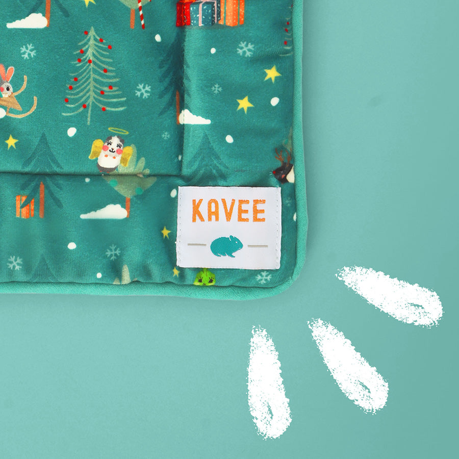 Close up of Kavee Christmas fleece liner for guinea pigs