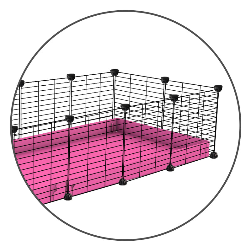 Kavee's cage extension kit making a 5x2 cage a 6x2 cage coroplast in pink