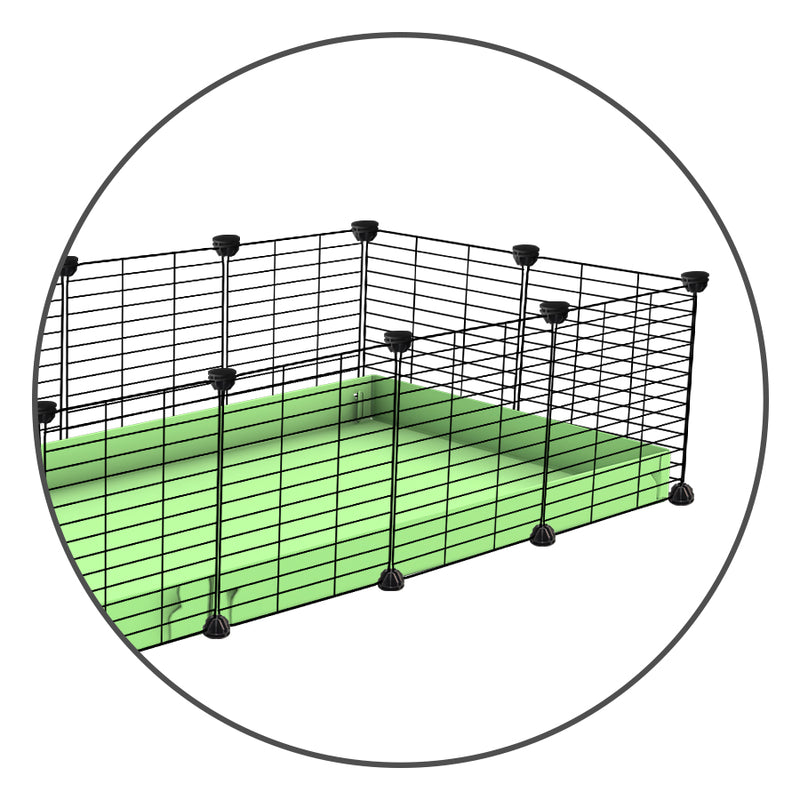 Kavee's cage extension kit making a 5x2 cage a 6x2 cage coroplast in green
