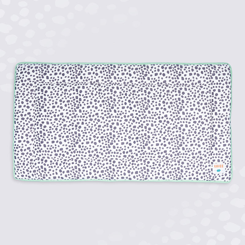 Kavee Dreamy Dalmatian Print fleece liner on grey spotted background