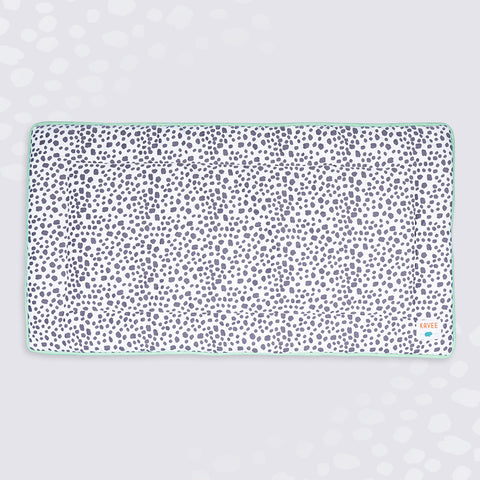 Kavee Dreamy Dalmatian Print fleece liner on grey spotted background