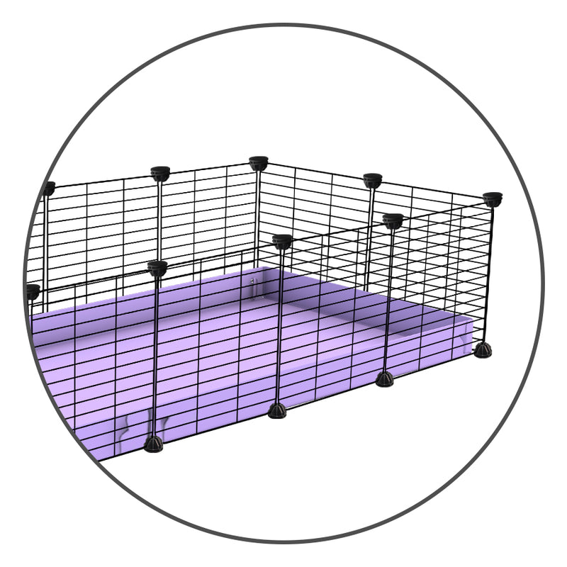 Kavee's cage extension kit making a 5x2 cage a 6x2 cage coroplast in lilac