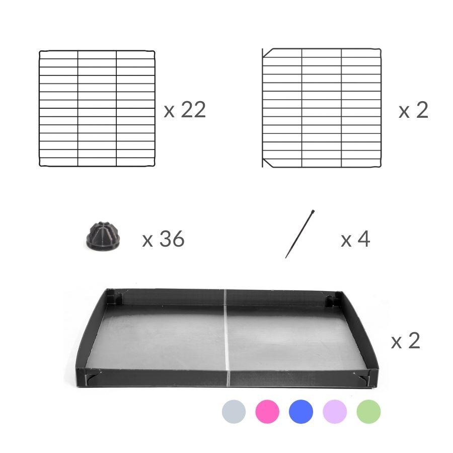 Material for A 3x3 C&C rabbit cage with safe baby bars grids and gray coroplast by kavee USA