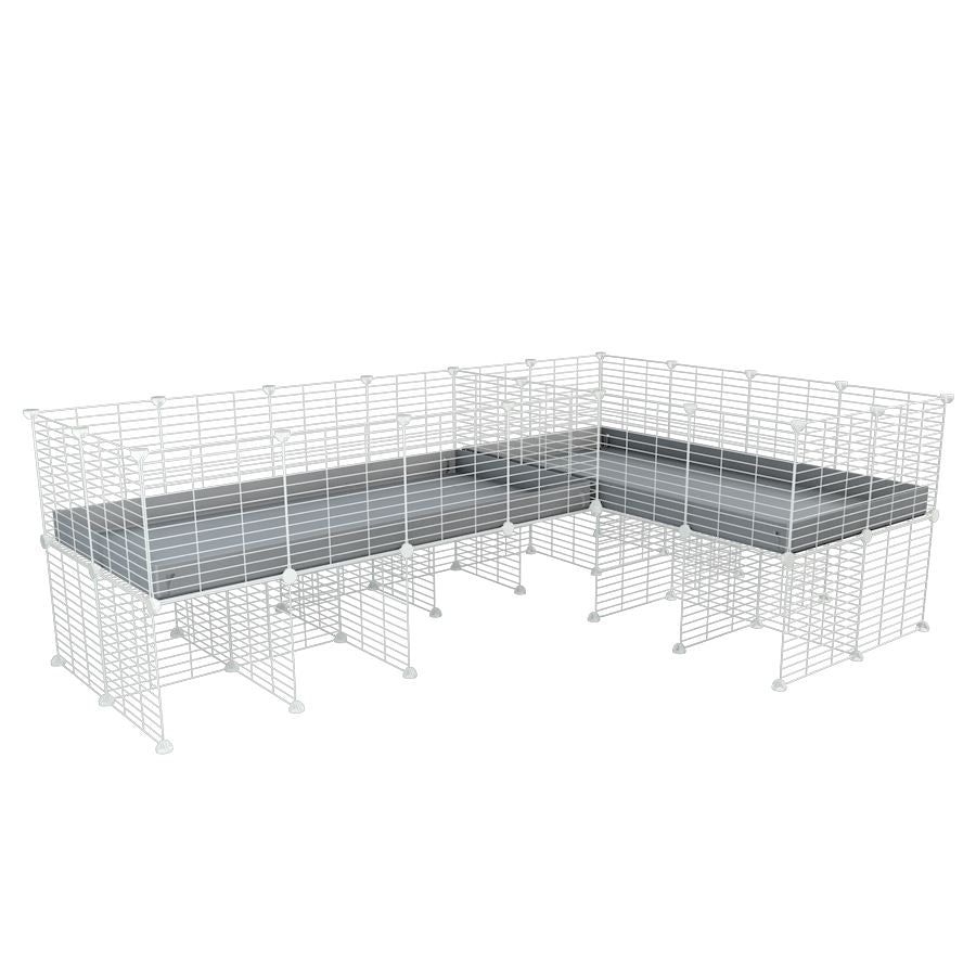 White L-Shape 8x2 C&C Cage with Divider & Stand