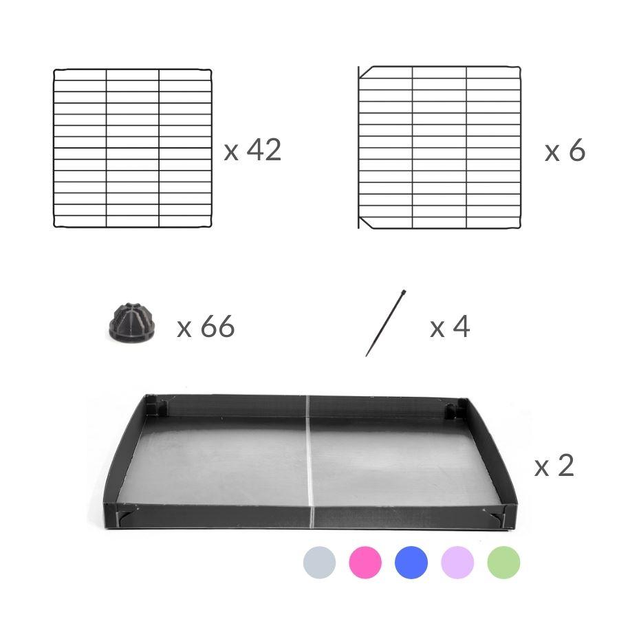 Material for A 4x4 C&C rabbit cage with top and safe baby bars grids and blue coroplast by kavee USA