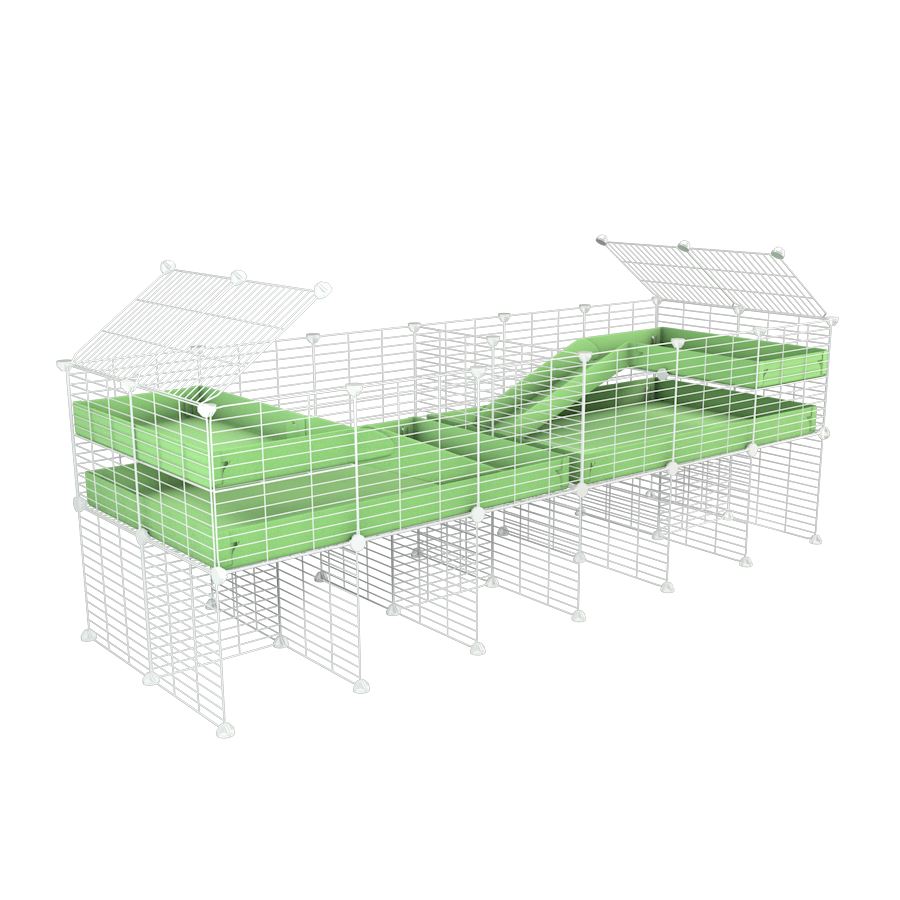 White 6x2 C&C Cage with Divider, Loft & Stand