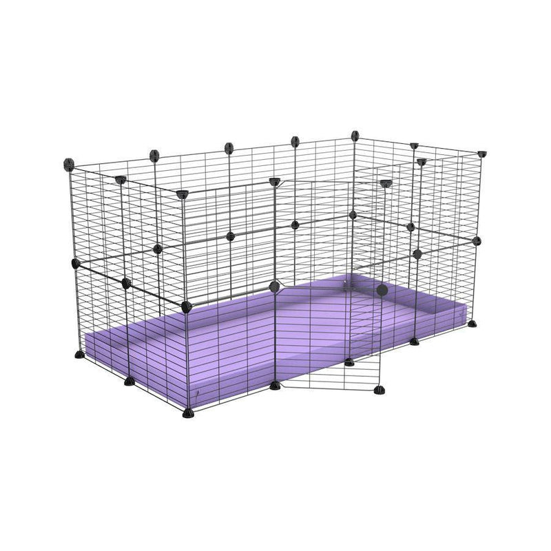 A 4x2 C&C rabbit cage with safe small meshing baby bars grids and purple coroplast by kavee USA
