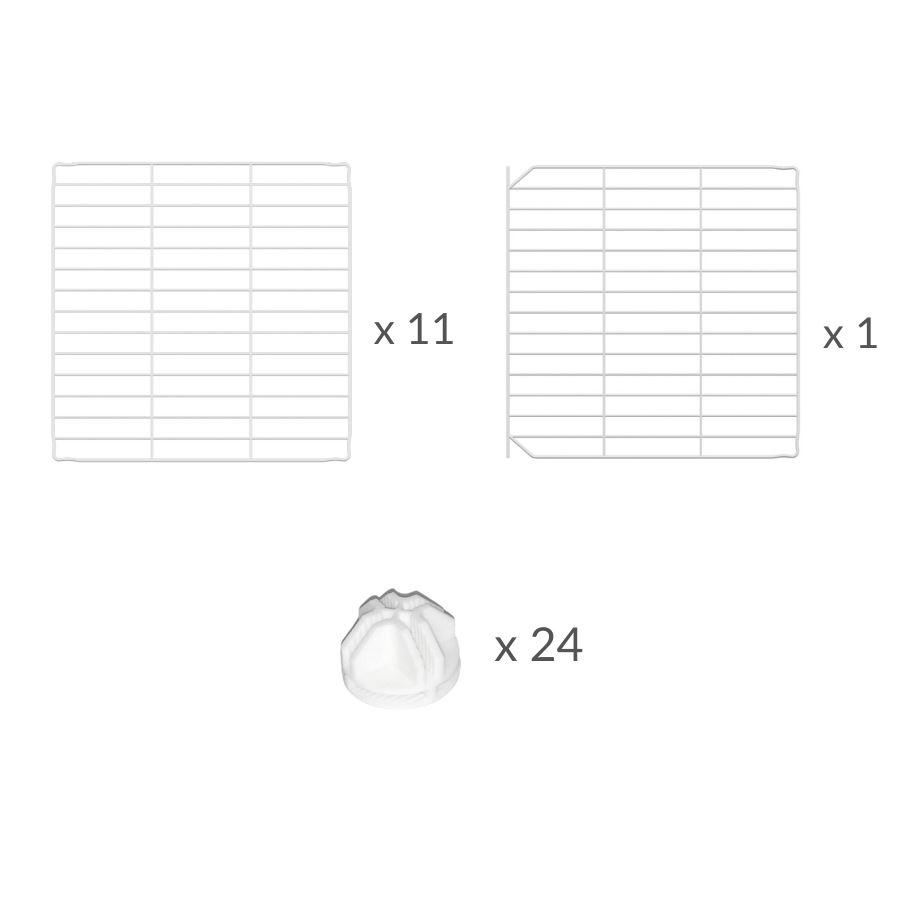 Material for a 3x3 outdoor modular playpen with baby proof C and C white C and C grids for guinea pigs or Rabbits by brand kavee 