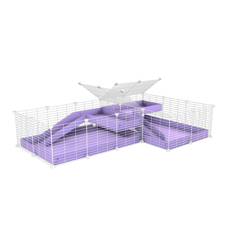 White L-Shape 6x2 C&C Cage with Divider & Loft