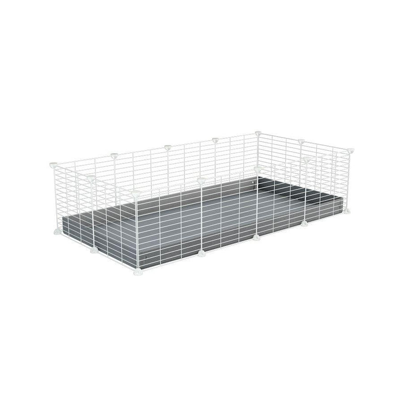 A cheap 4x2 C&C cage for guinea pig with gray coroplast and baby proof white C and C grids from brand kavee