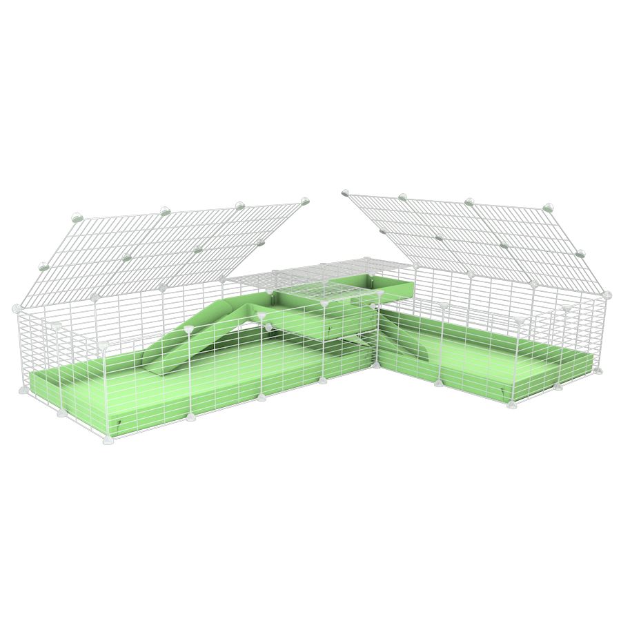 White L-Shape 8x2 C&C Cage with Divider & Loft